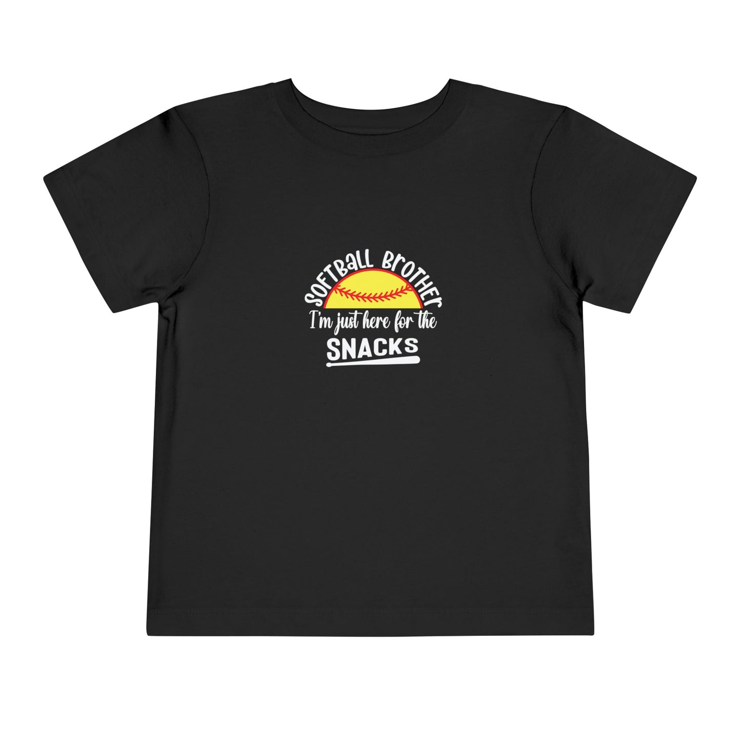Toddler Tee – “Softball Brother I’m Just Here for the Snacks” Retro Sunset Kids Shirt