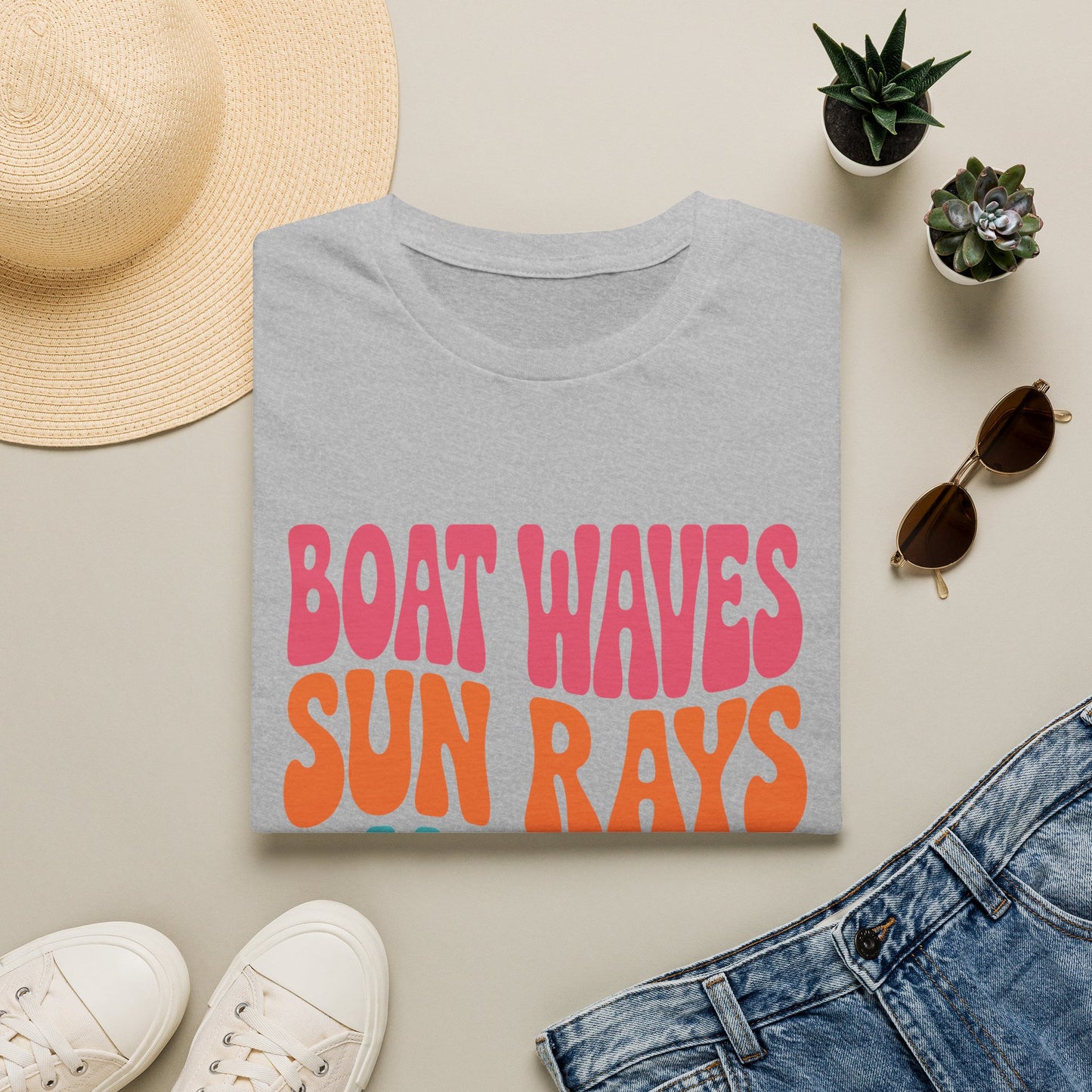 Boat Waves Sun Rays Lake Days T-Shirt — Retro Summer Lake Life Tee