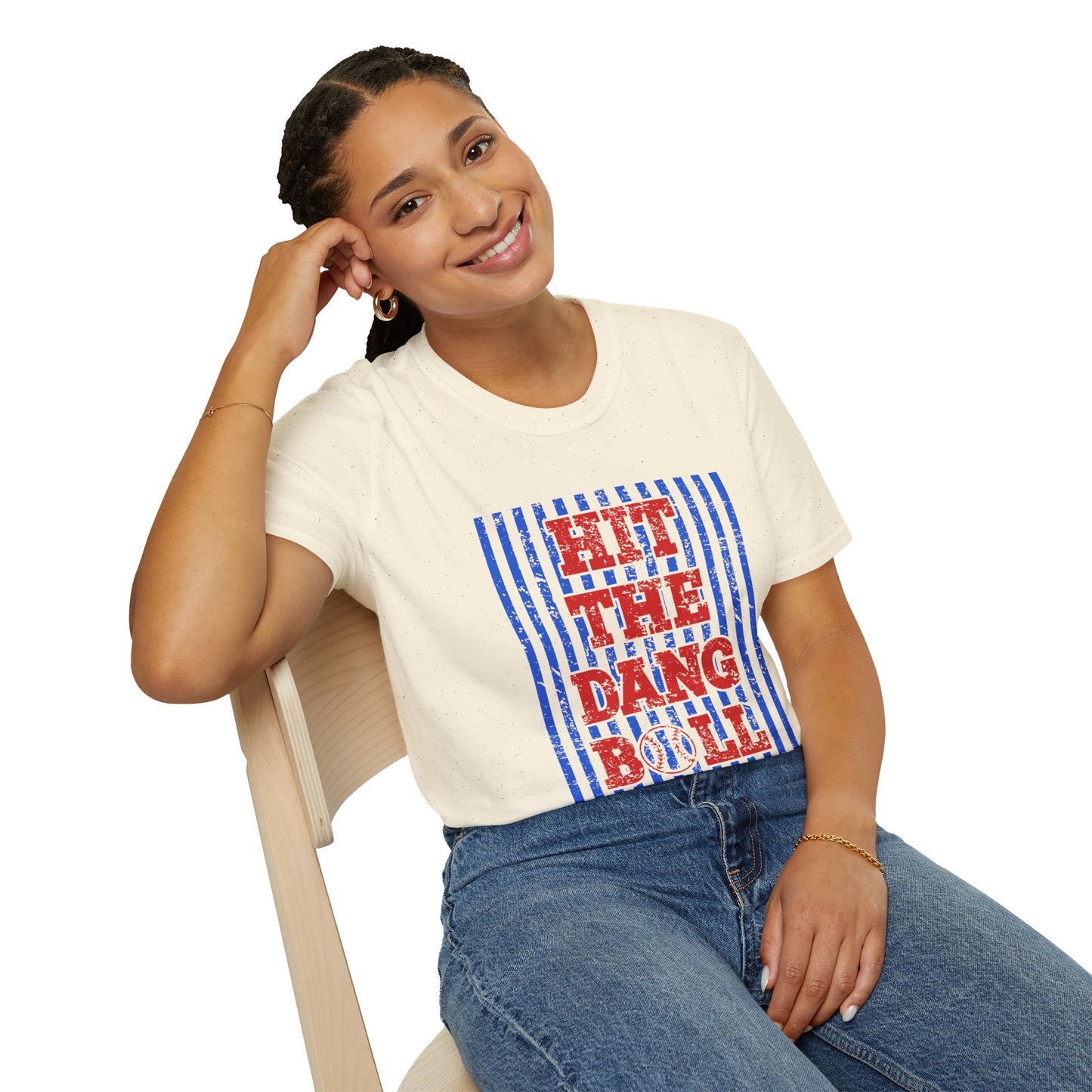 T-Shirt — "Hit The Dang Boll" Patriotic Striped Graphic Tee