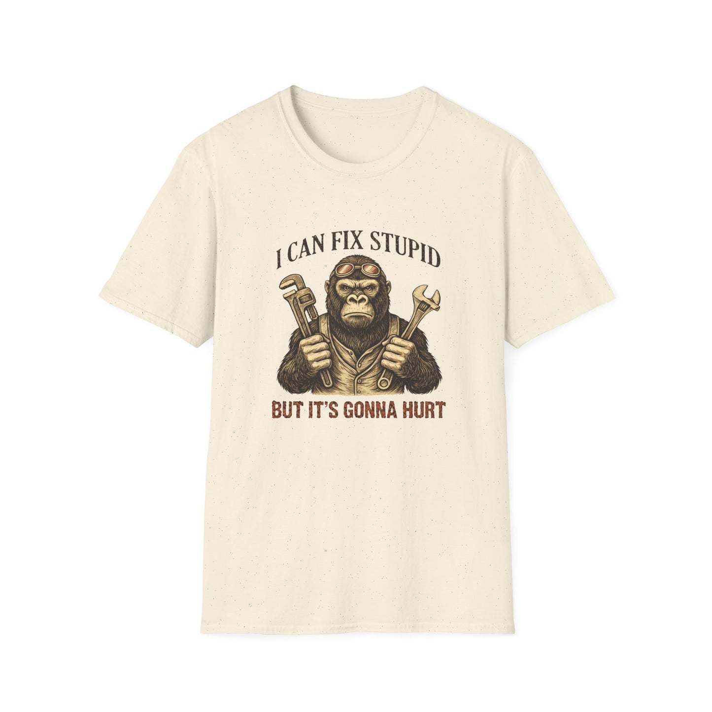 I Can Fix Stupid Monkey Mechanic T-Shirt — 'But It's Gonna Hurt' Humor Tee