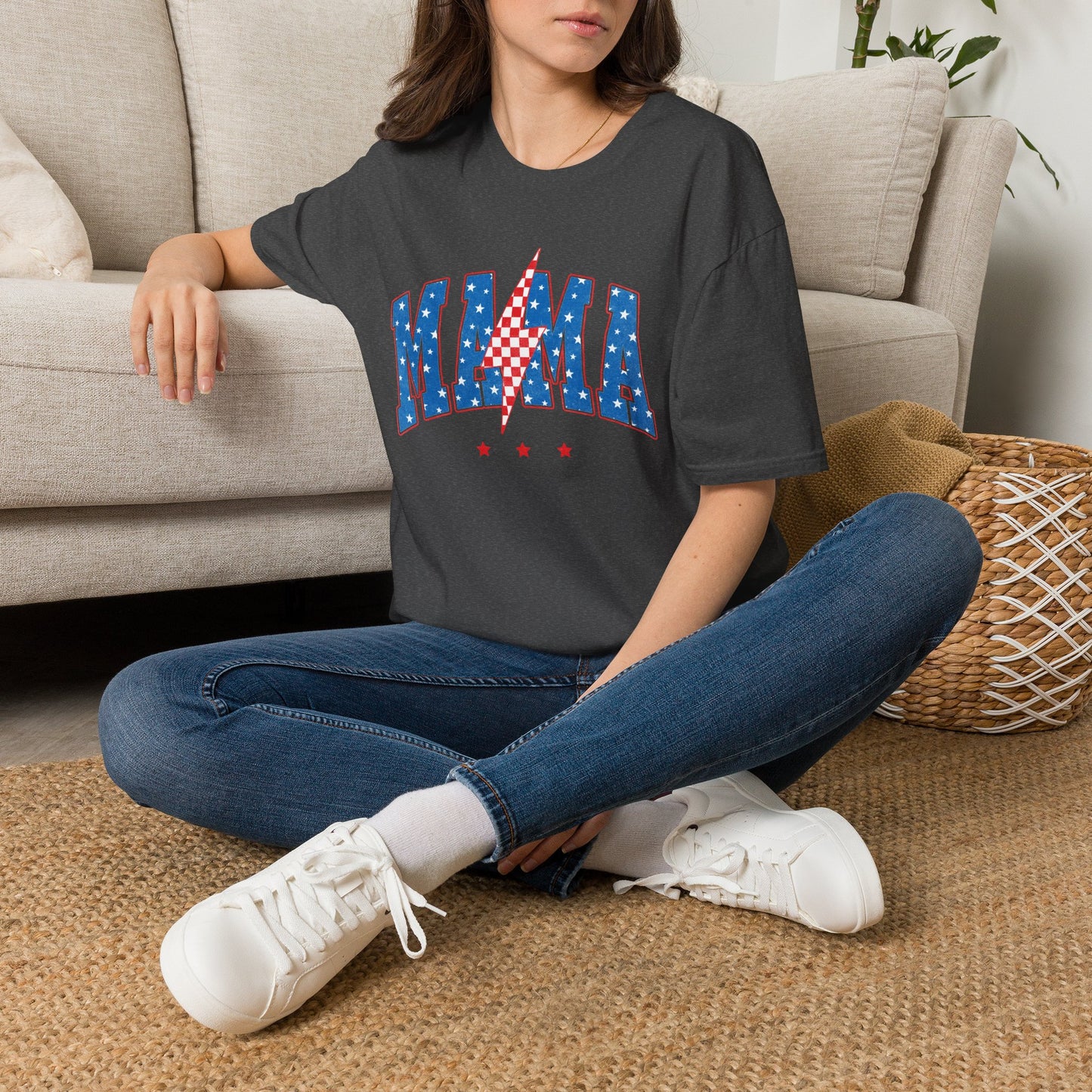 Mama Graphic Tee — Americana Lightning Bolt Stars & Stripes