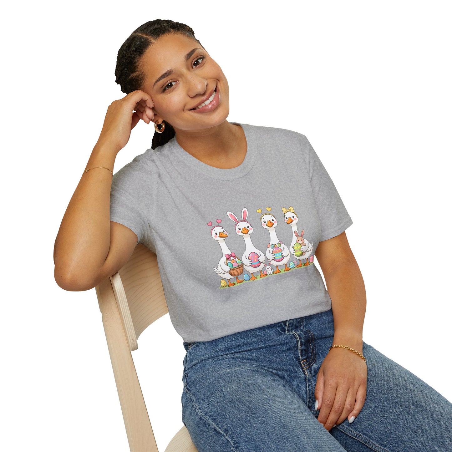 Easter Geese T-Shirt — Cute Cartoon Geese Holding Easter Eggs