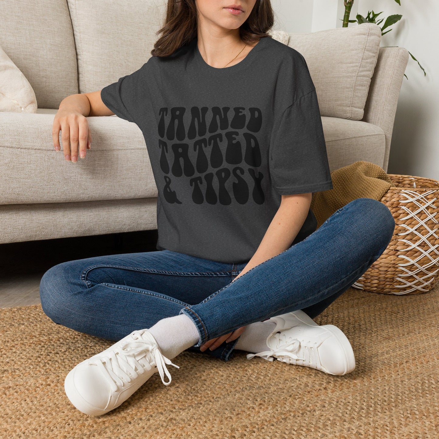 Tatted & Tipsy T‑Shirt — Retro 'Tanned Tatted & Tipsy' Graphic Tee