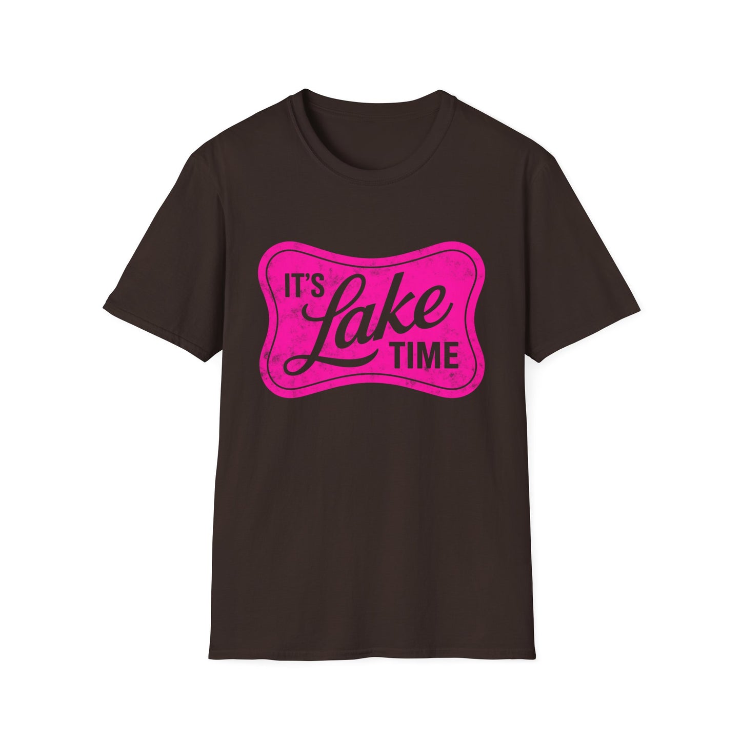 Lake Time T‑Shirt — "It's Lake Time" Retro Pink Graphic Tee