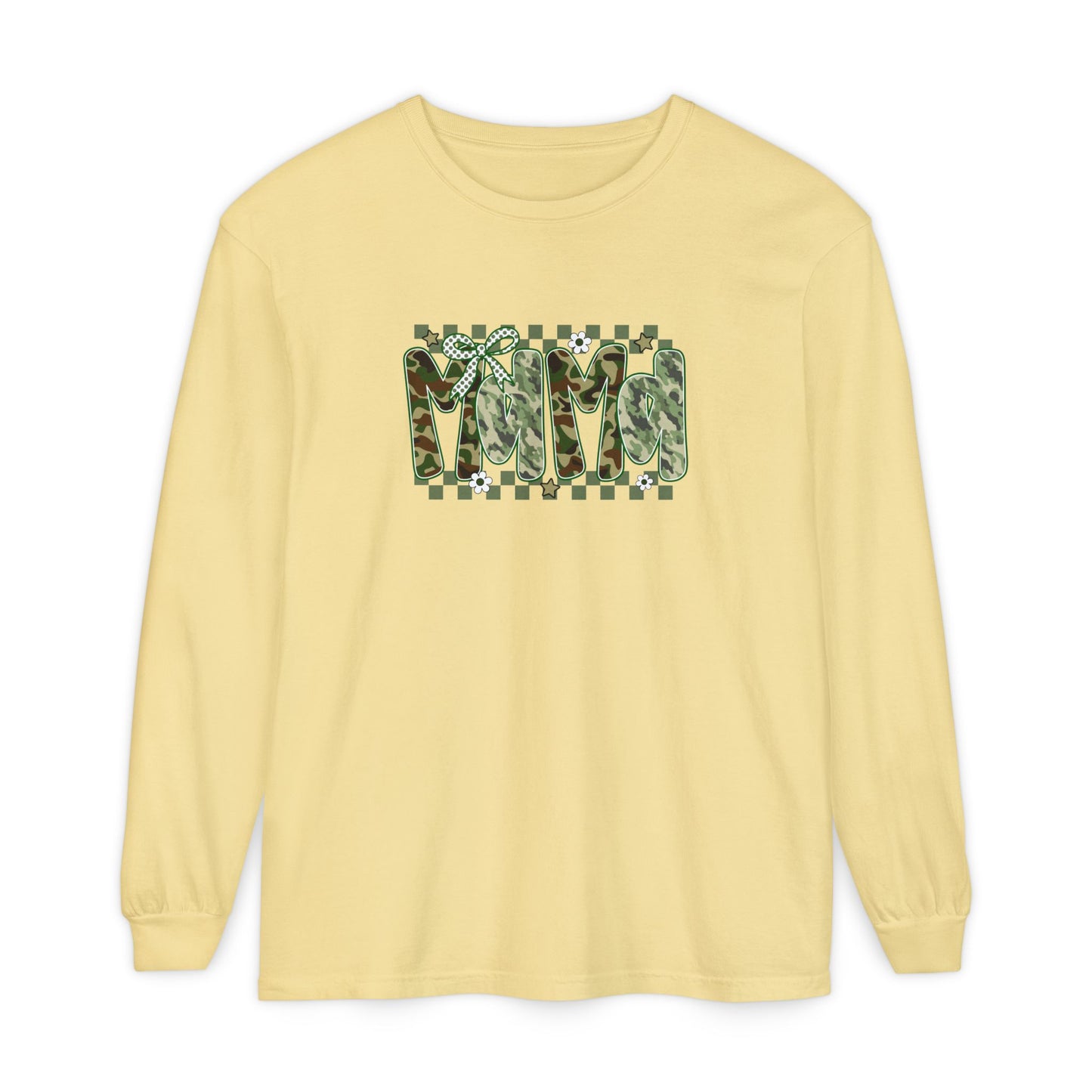 Camouflage Vibes Long Sleeve Tee — Mama Checkerboard Graphic