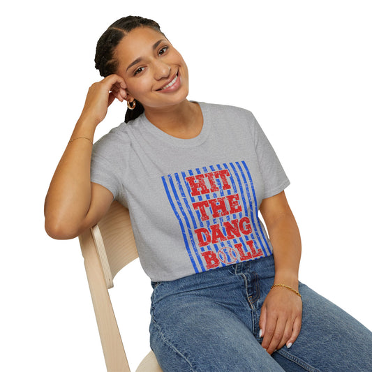 T-Shirt — "Hit The Dang Boll" Patriotic Striped Graphic Tee
