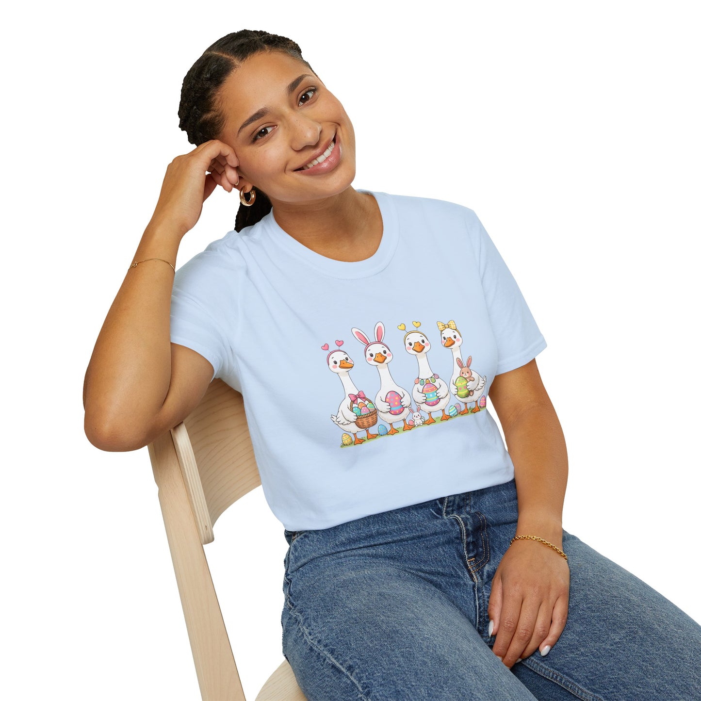 Easter Geese T-Shirt — Cute Cartoon Geese Holding Easter Eggs