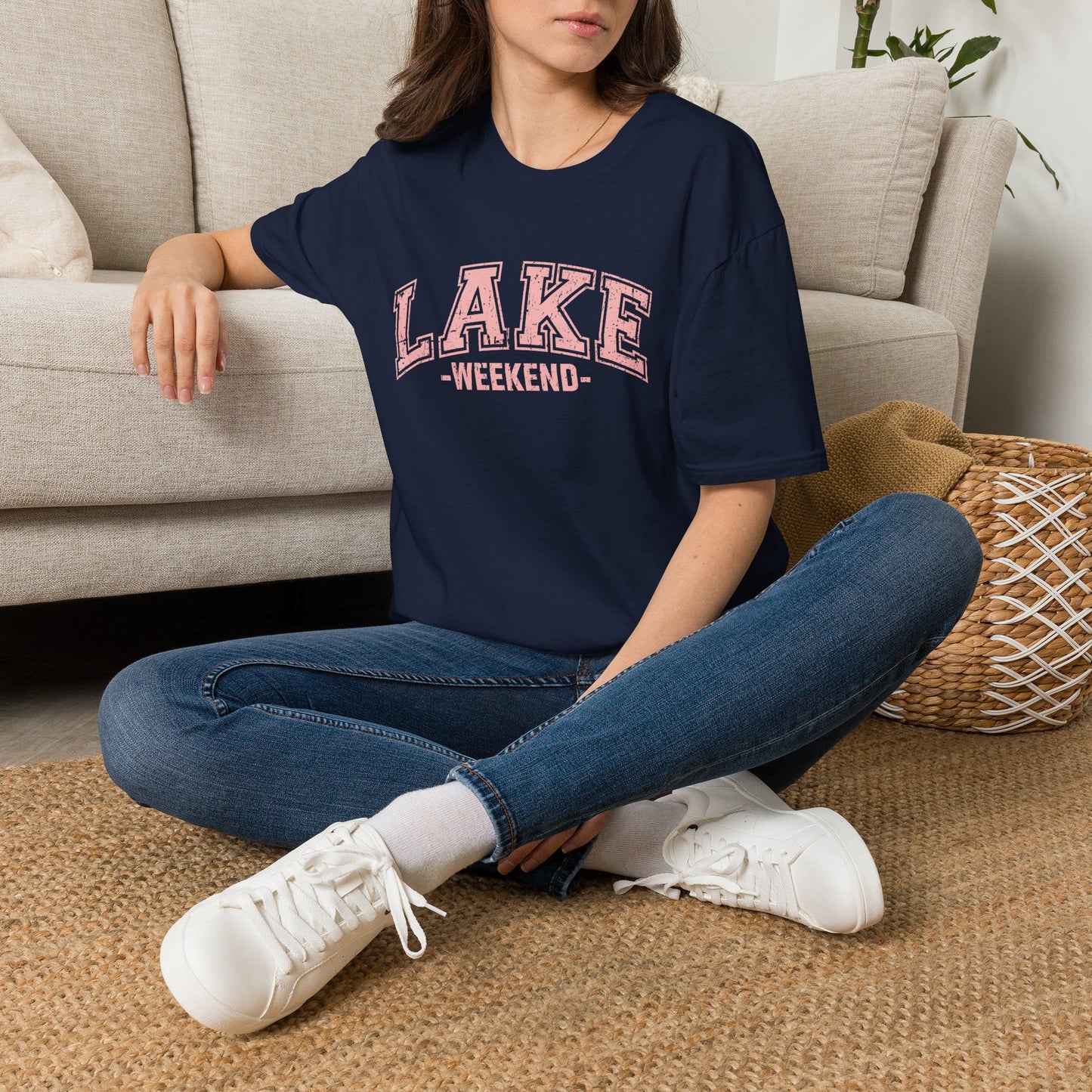Lake Weekend T-Shirt — Retro Pink Graphic Tee for Relaxed Getaways