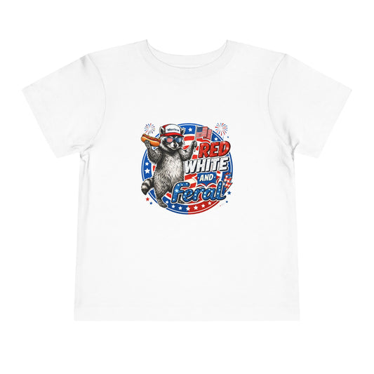 Toddler Tee — "Red White and Ferret" Patriotic Ferret Kids Shirt