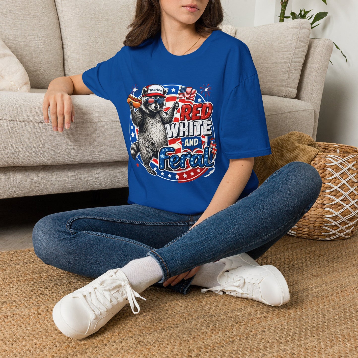 Patriotic Raccoon 'Red, White and Proud' T-Shirt