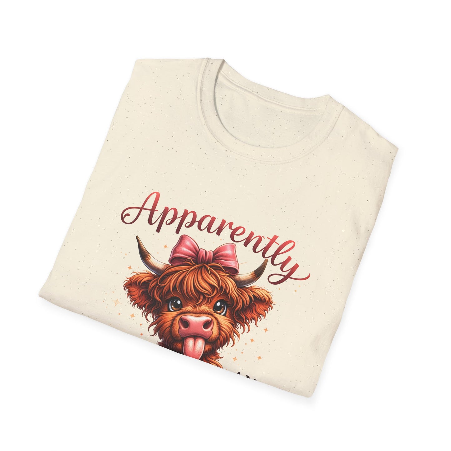 T-Shirt — "Apparently I Have An Attitude" Cute Highland Cow Graphic Tee