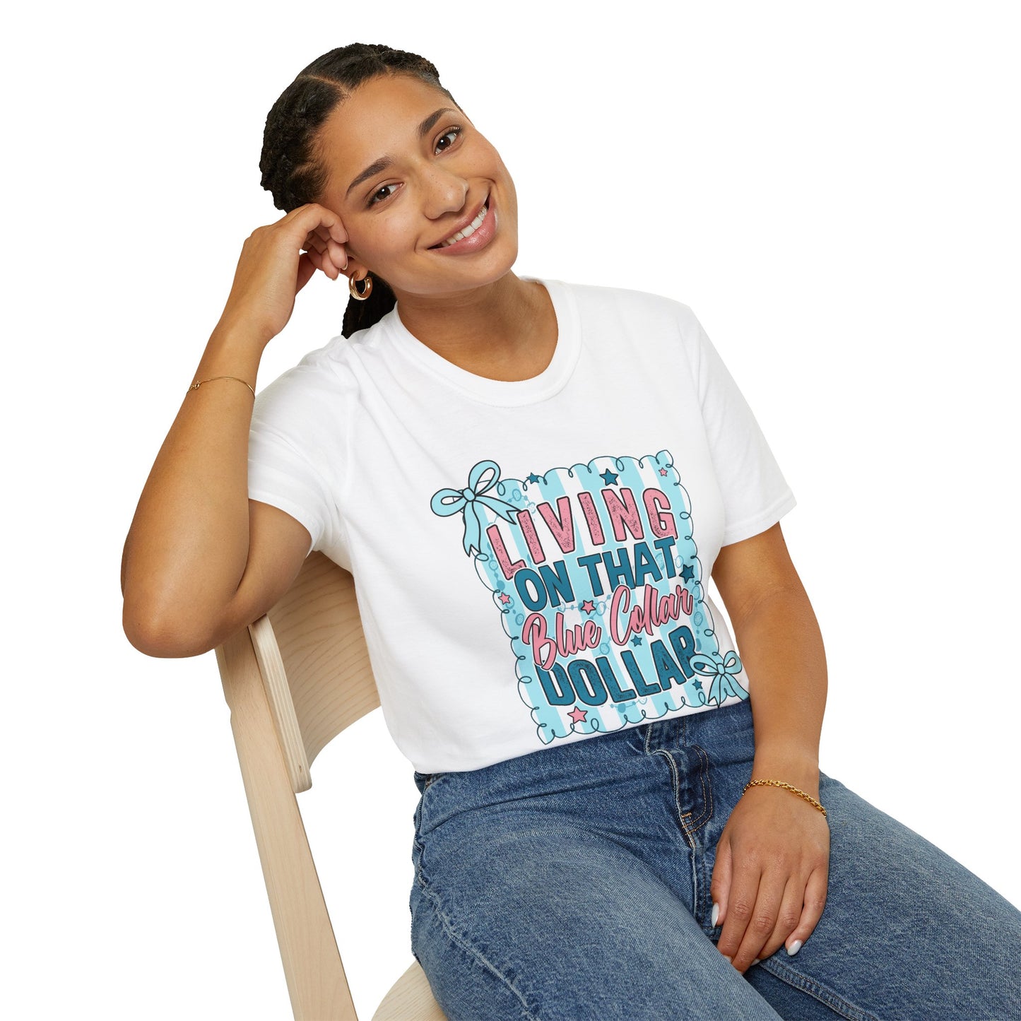 Living On That Blue Collar Dollar T-Shirt — Retro Workwear Graphic Tee