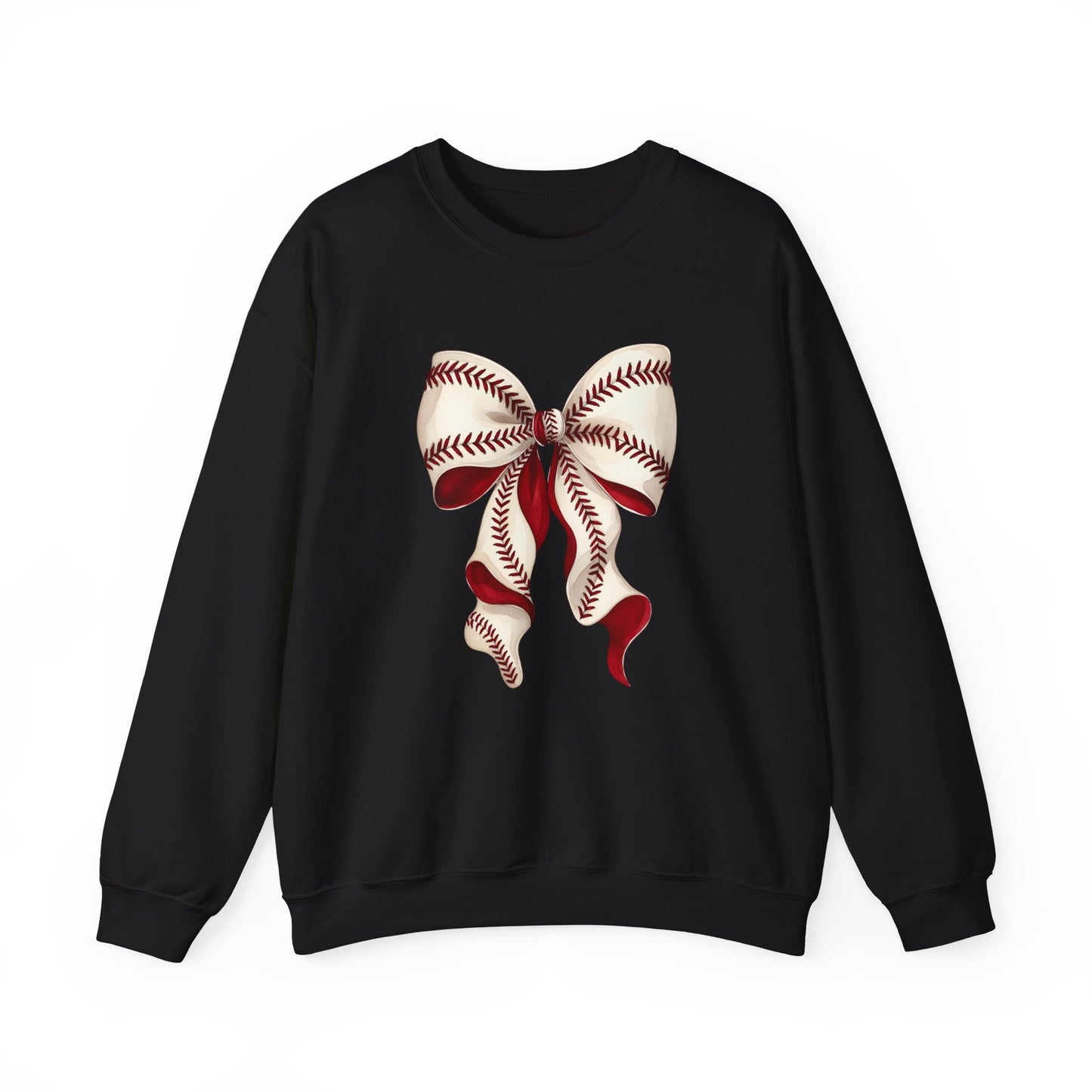 Baseball Stitch Bow Sweatshirt — Cute Sports Ribbon Crewneck