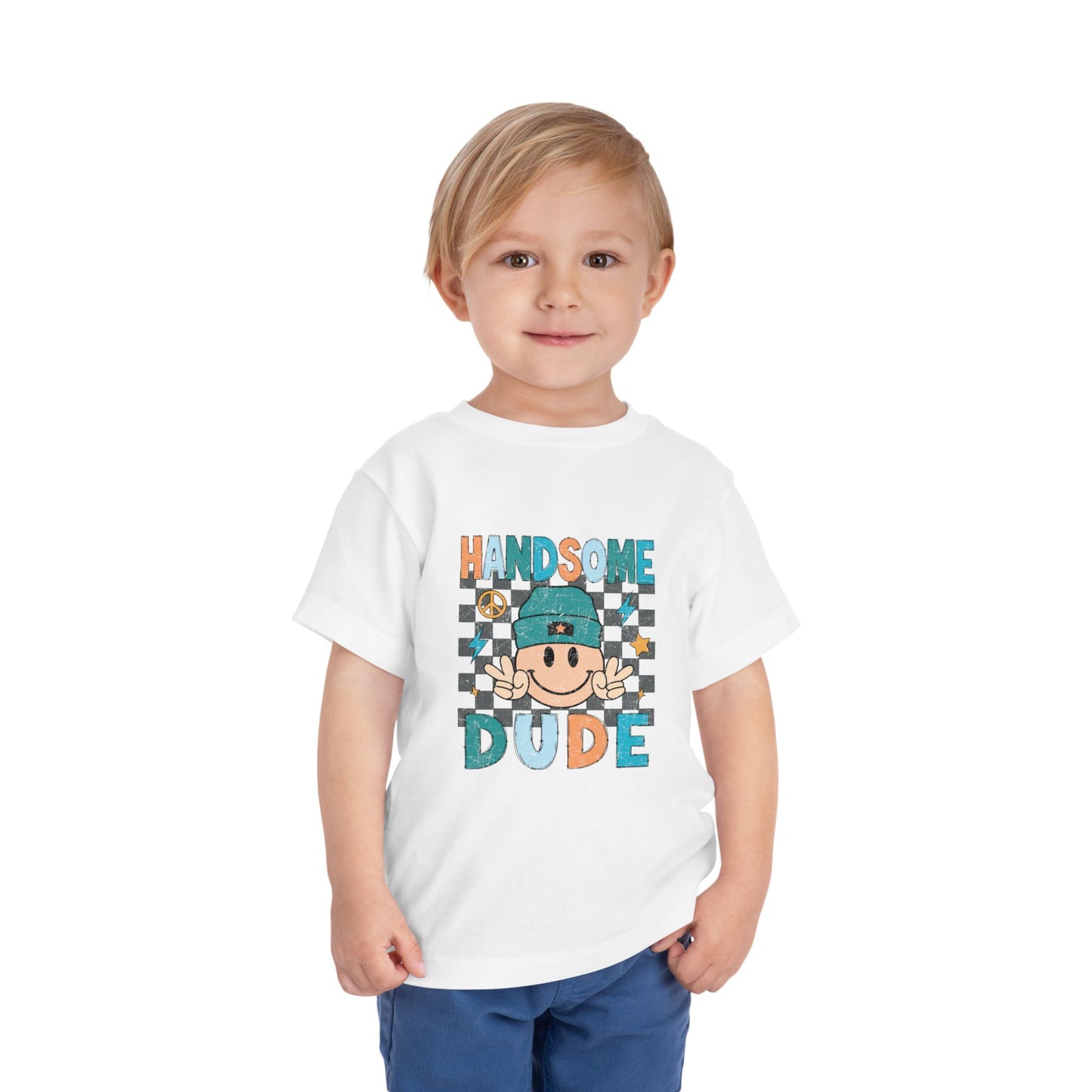 Handsome Dude Toddler Tee — Cute Checkered Baby Boy Shirt