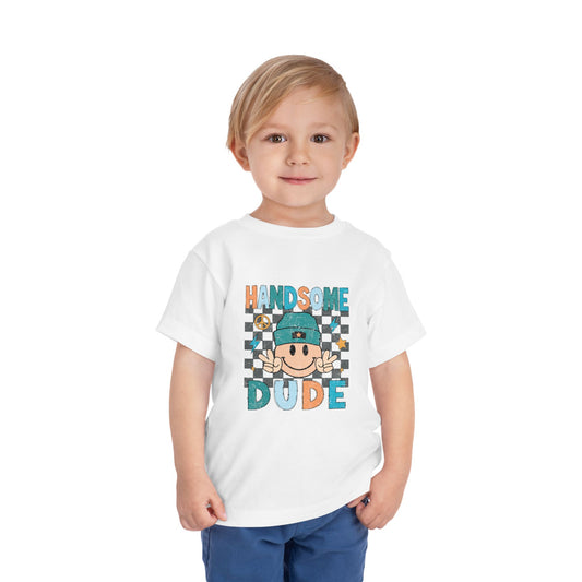 Handsome Dude Toddler Tee — Cute Checkered Baby Boy Shirt