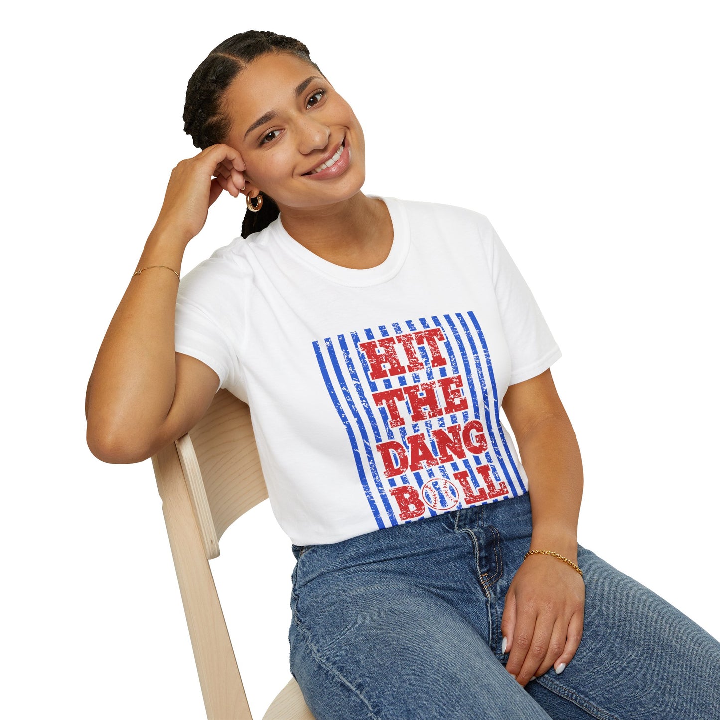 T-Shirt — "Hit The Dang Boll" Patriotic Striped Graphic Tee
