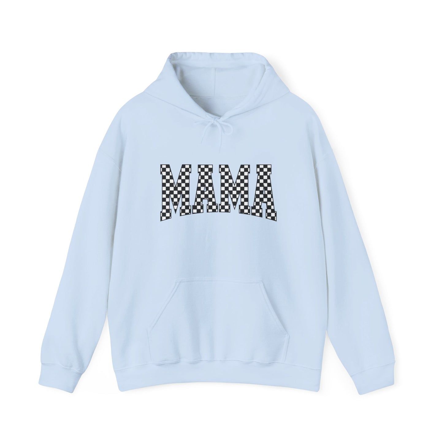 Mama Checkerboard Hoodie - Graphic 'MAMA' Pullover for Moms, Mother's Day Gift
