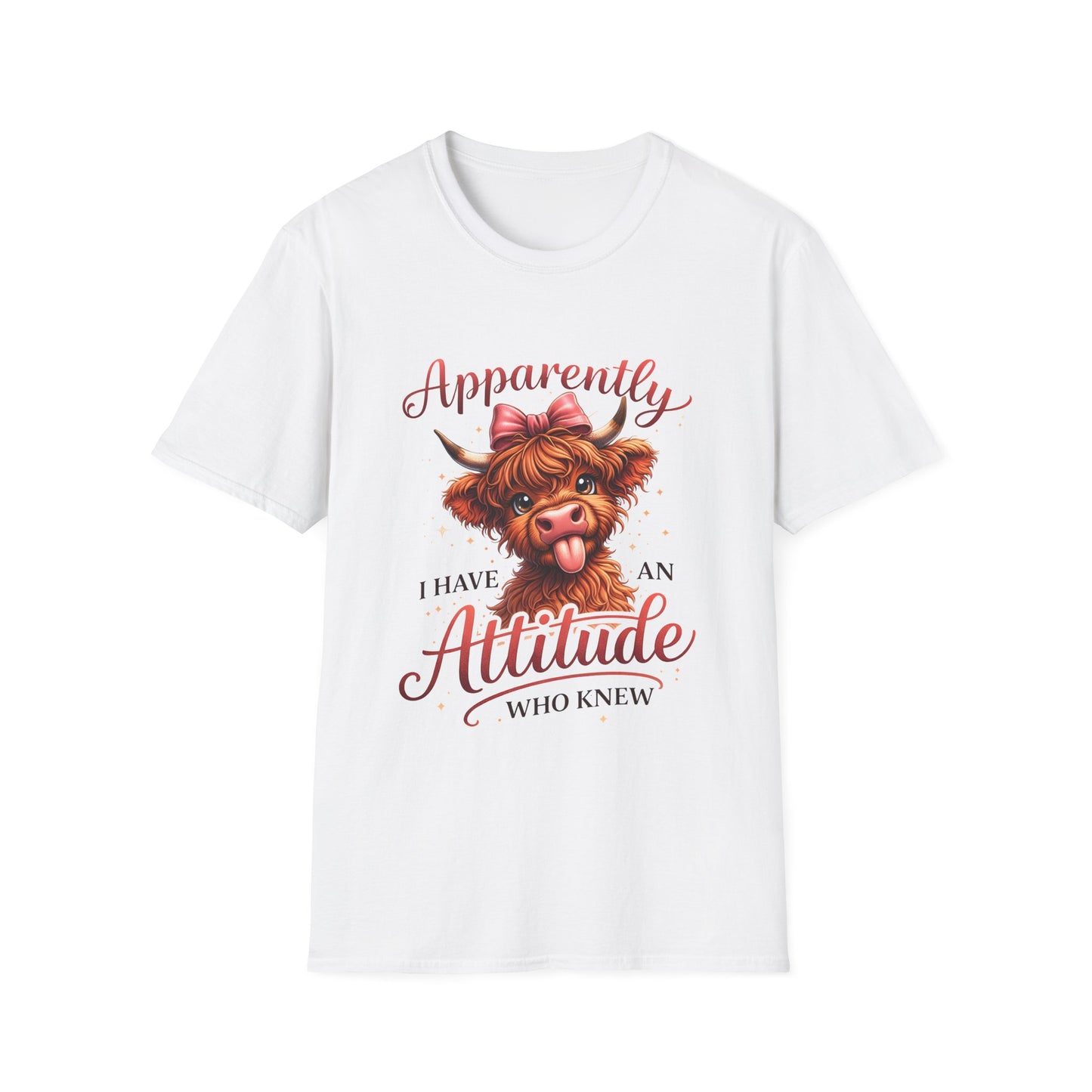 T-Shirt — "Apparently I Have An Attitude" Cute Highland Cow Graphic Tee