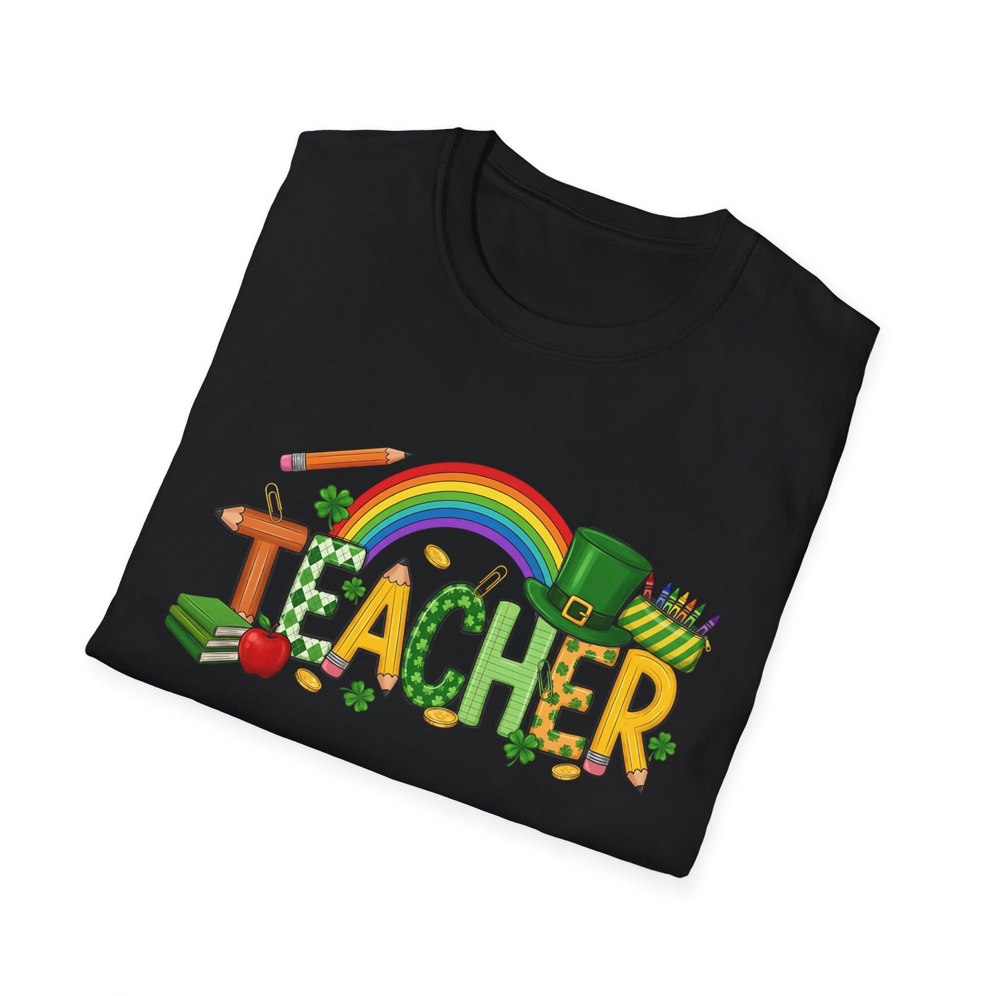 Teacher Rainbow St. Patrick's Day T-Shirt — 'Teacher' School Pride Tee
