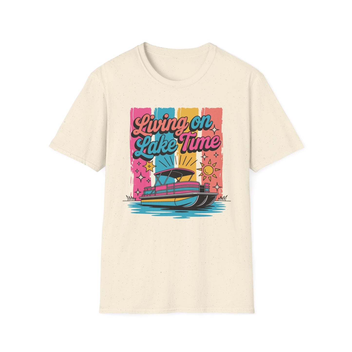 Lake Time T-Shirt — "Living on Lake Time" Retro Boat Graphic