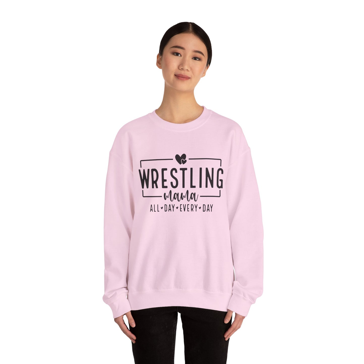 Wrestling Mama Sweatshirt — “Wrestling Mama All Day Every Day” Cozy Crewneck