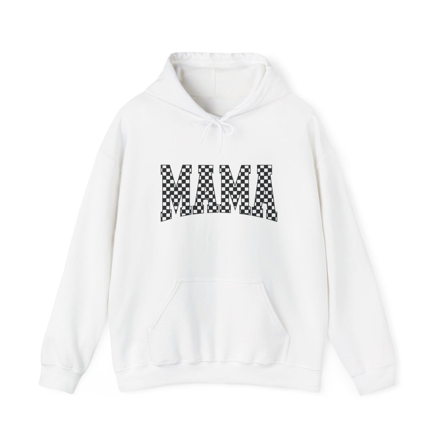 Mama Checkerboard Hoodie - Graphic 'MAMA' Pullover for Moms, Mother's Day Gift