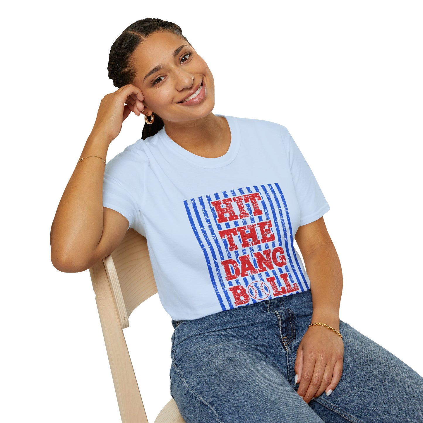 T-Shirt — "Hit The Dang Boll" Patriotic Striped Graphic Tee