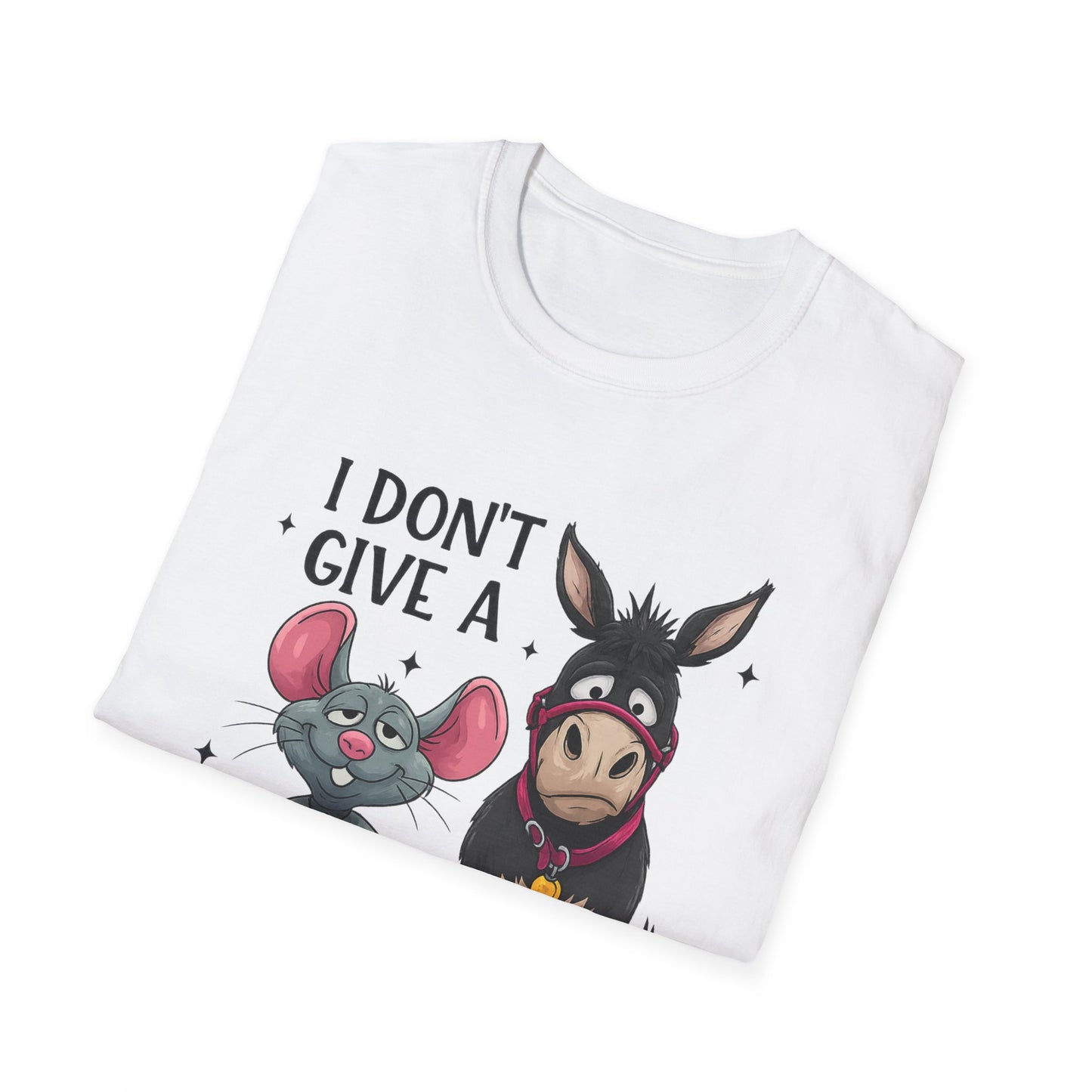 I Don't Give A — Cute Mouse & Donkey Graphic T-Shirt