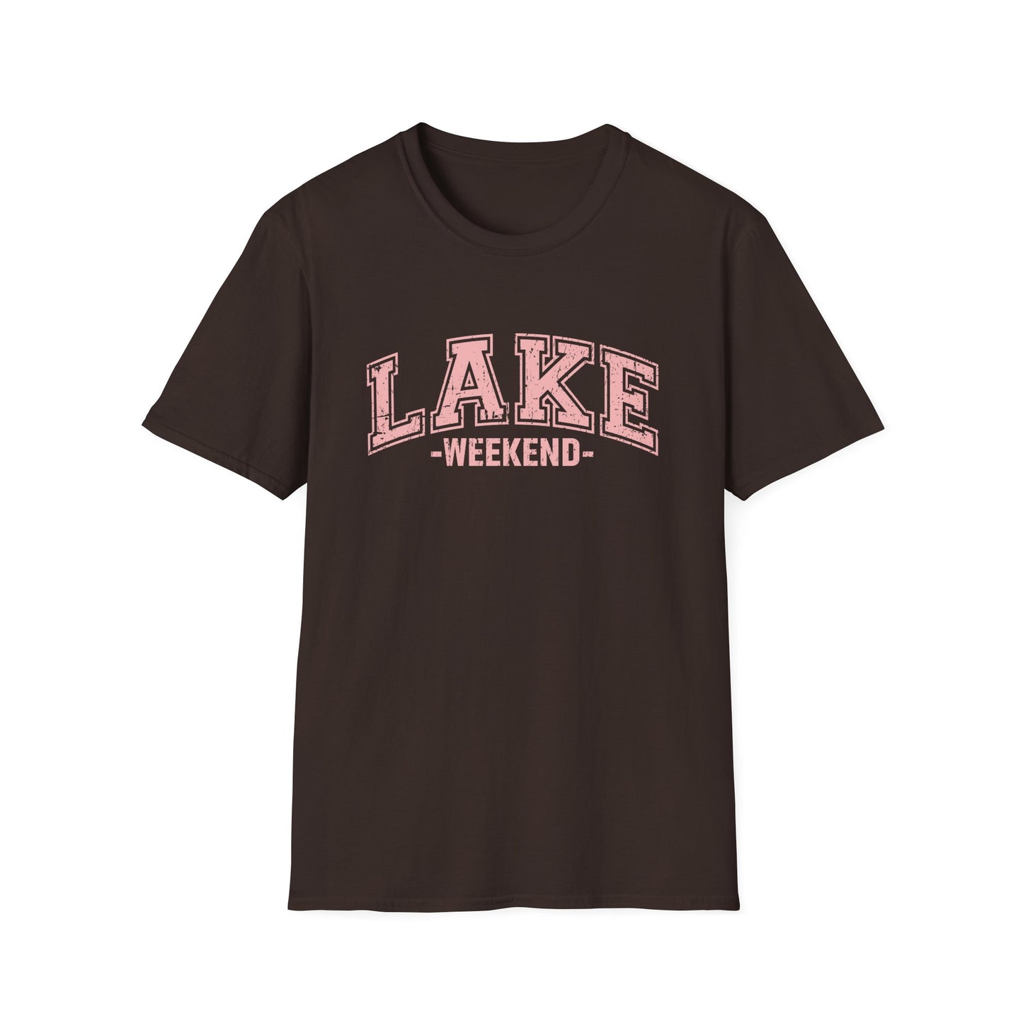 Lake Weekend T-Shirt — Retro Pink Graphic Tee for Relaxed Getaways
