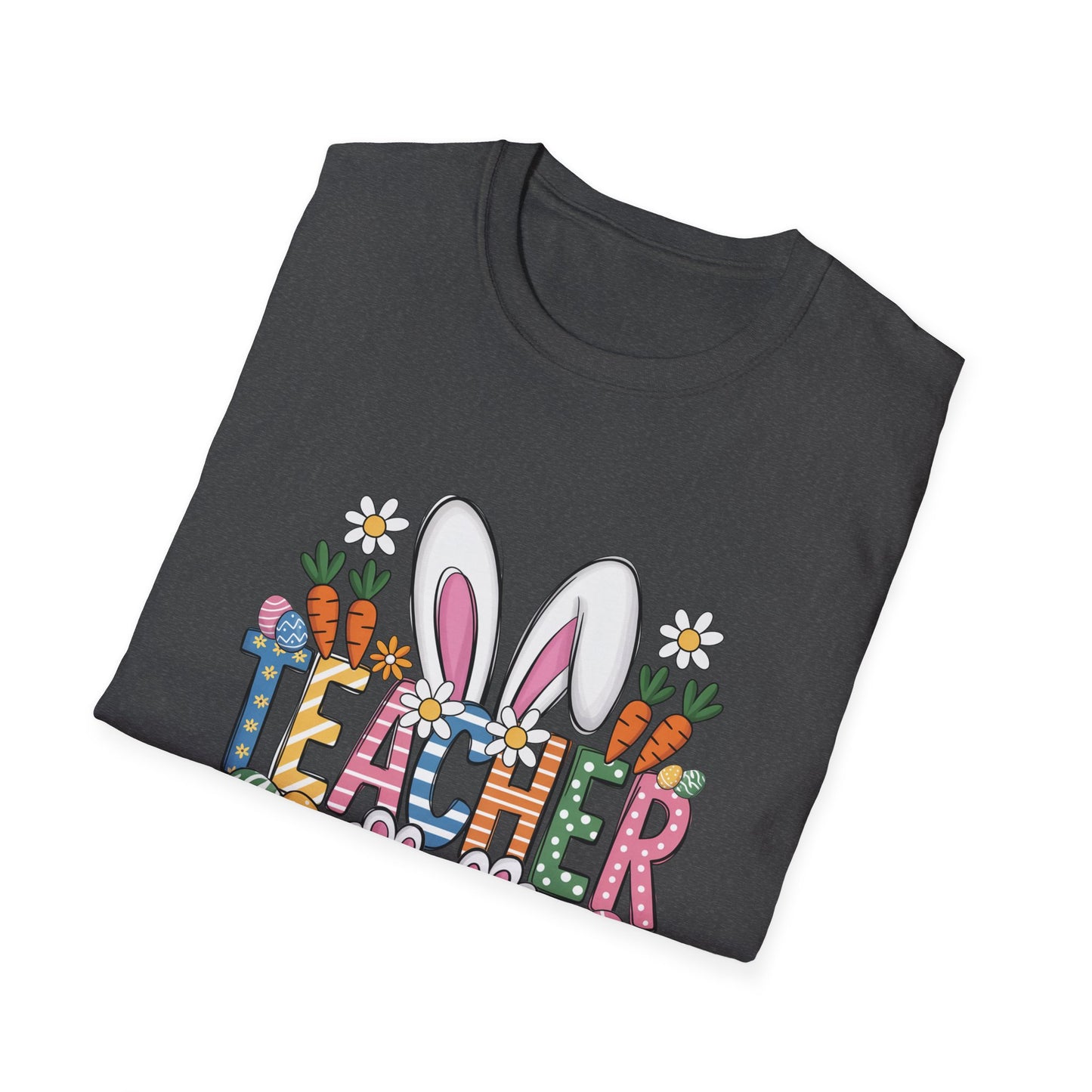 Easter Teacher T-Shirt — Cute Bunny Ears, Carrots & Painted Eggs Teacher Tee