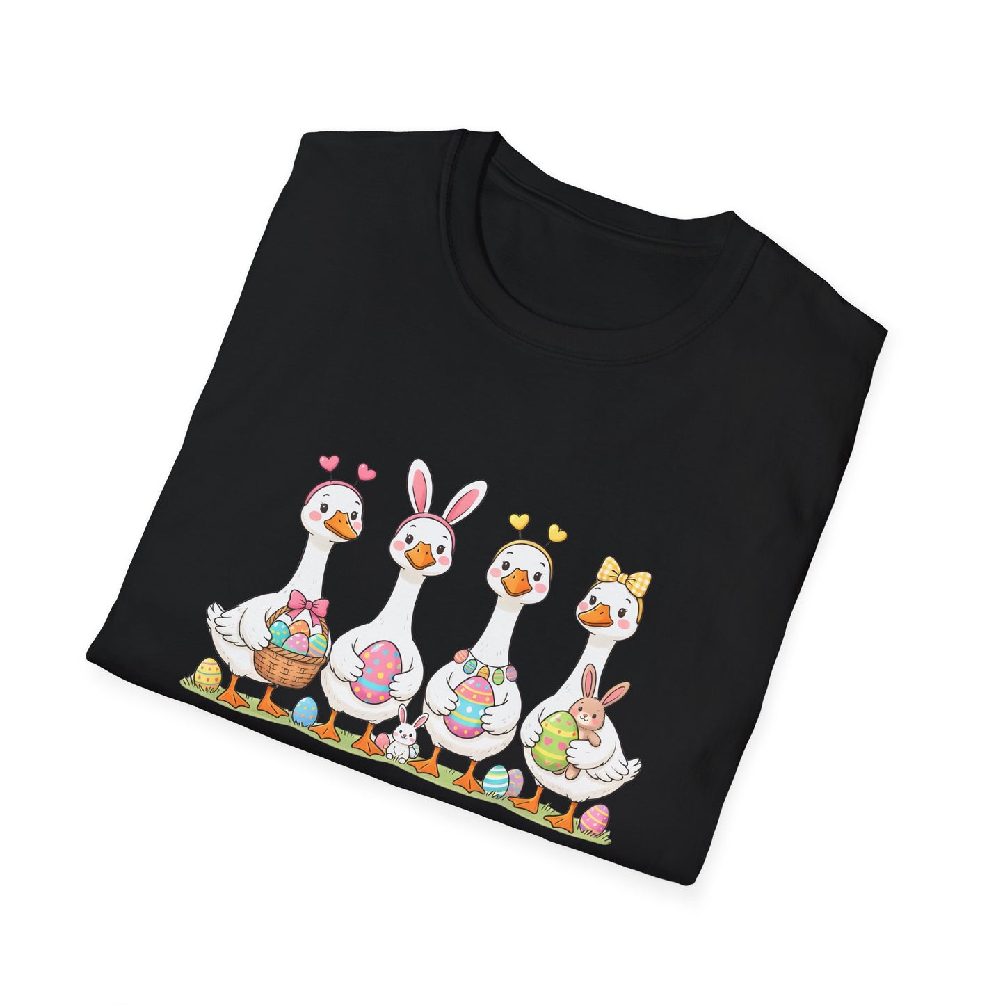 Easter Geese T-Shirt — Cute Cartoon Geese Holding Easter Eggs