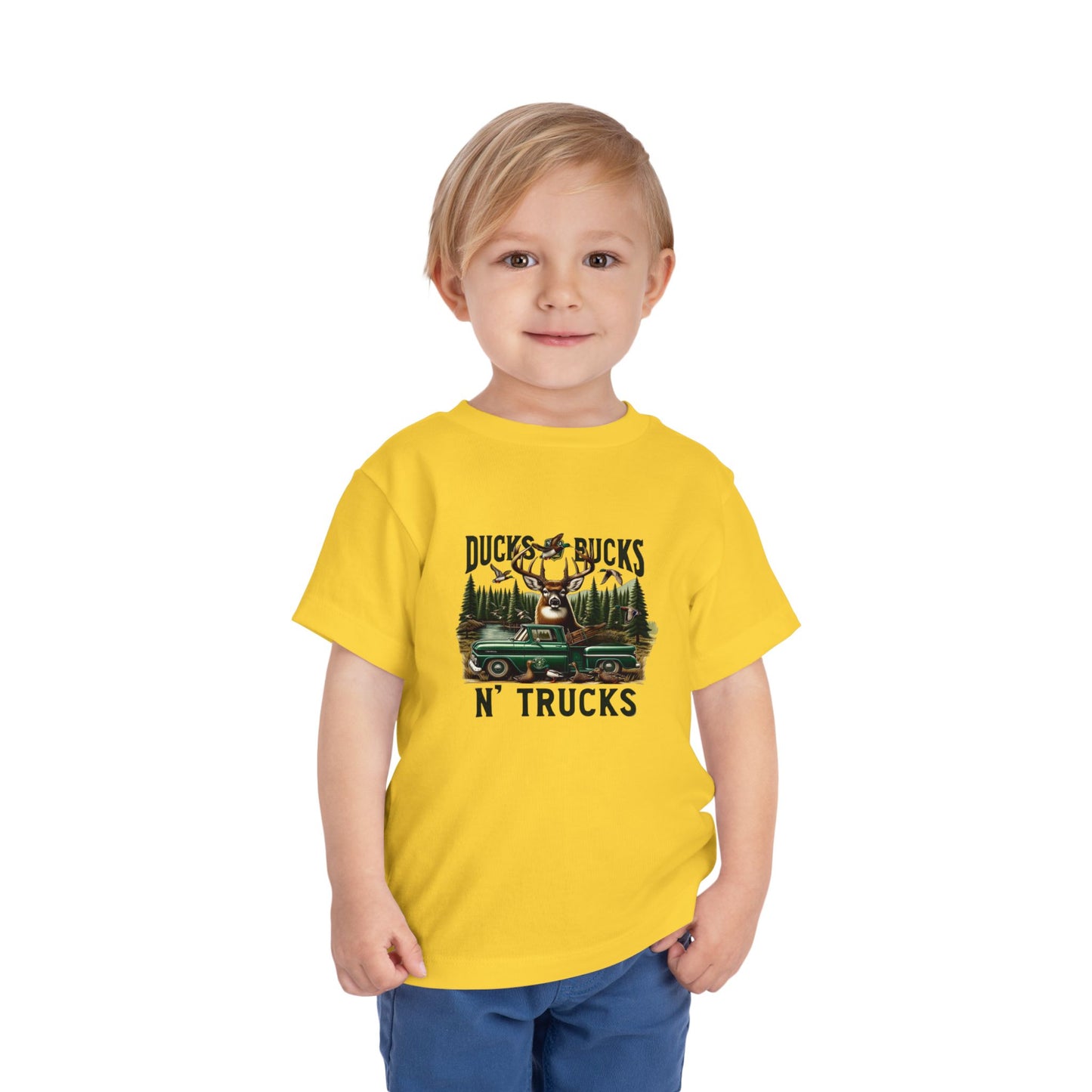 Ducks Bucks N' Trucks Toddler Tee - Cute Hunting Truck Graphic Shirt