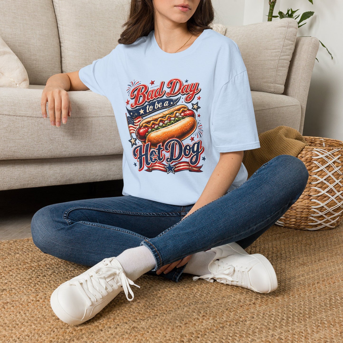 T-Shirt — “Bad Day to Be a Hot Dog” Patriotic Graphic Tee