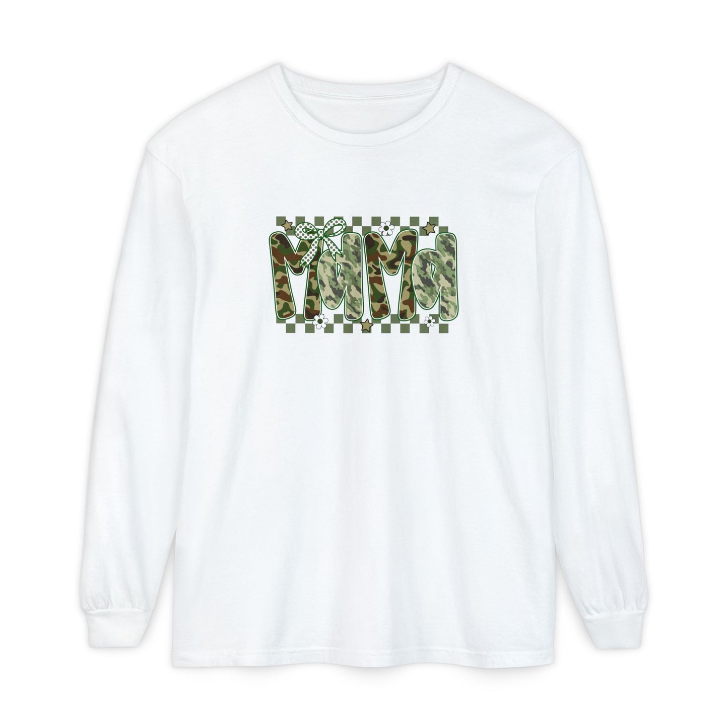 Camouflage Vibes Long Sleeve Tee — Mama Checkerboard Graphic