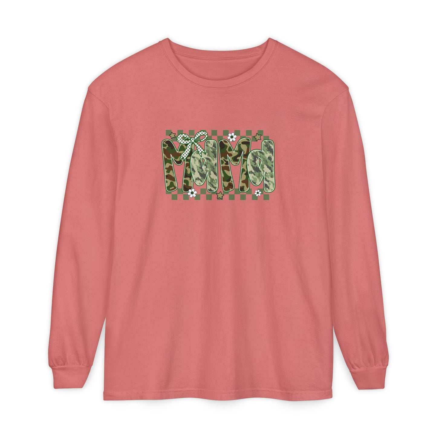 Camouflage Vibes Long Sleeve Tee — Mama Checkerboard Graphic