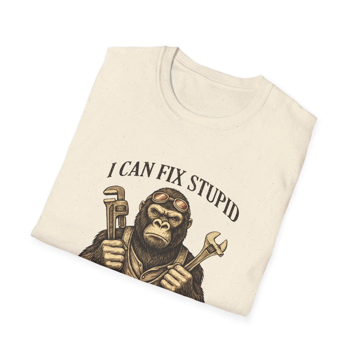 I Can Fix Stupid Monkey Mechanic T-Shirt — 'But It's Gonna Hurt' Humor Tee