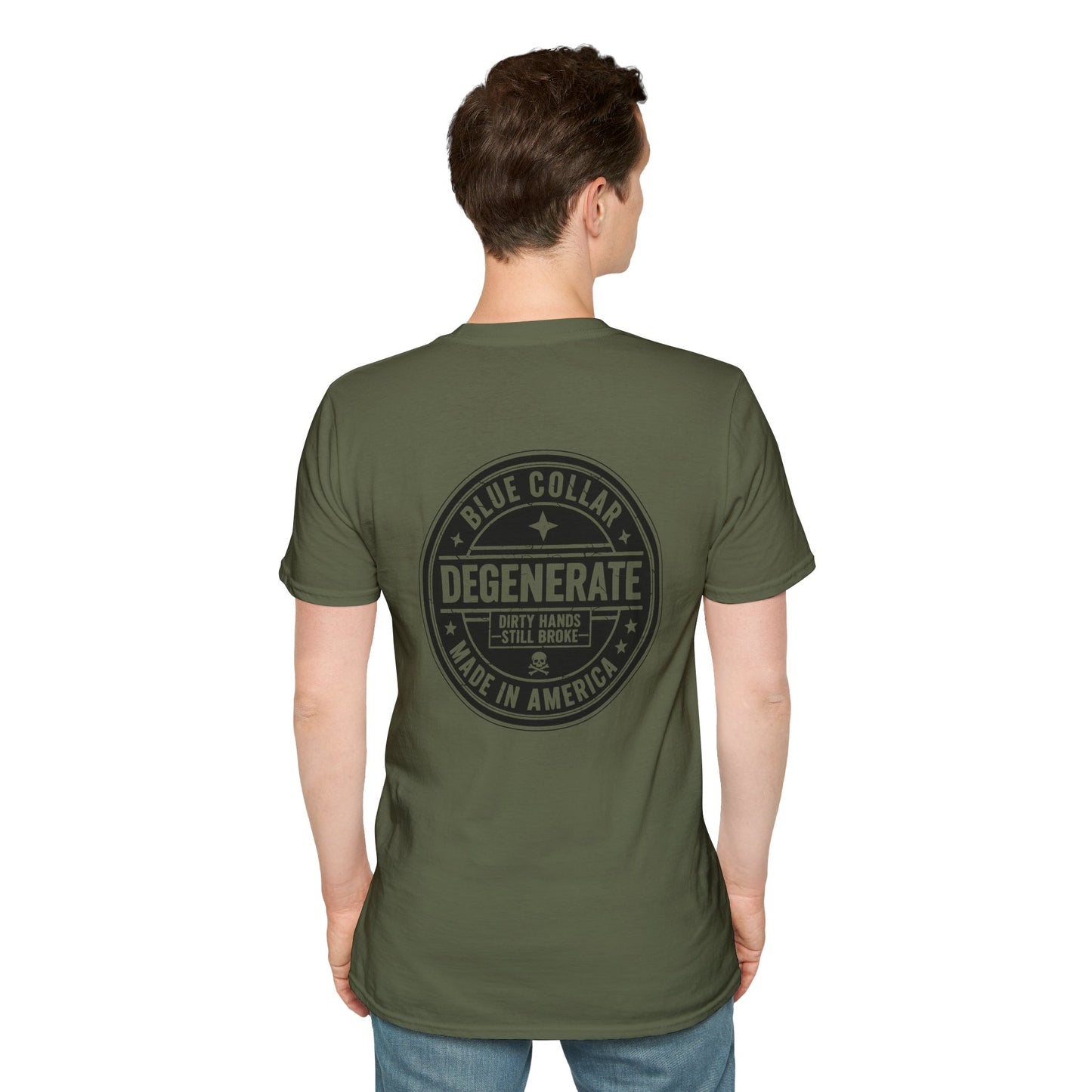 Blue Collar Degenerate T-Shirt — 'Degenerate' Vintage Workwear Graphic