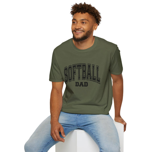 Softball Dad T-Shirt — Classic Varsity Baseball Style Tee for Proud Parents