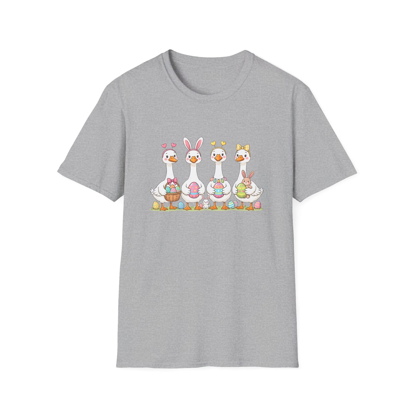 Easter Geese T-Shirt — Cute Cartoon Geese Holding Easter Eggs