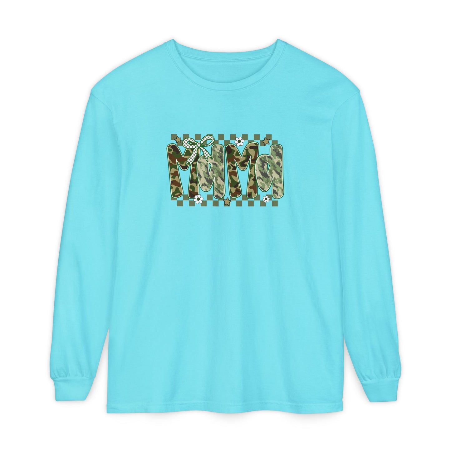 Camouflage Vibes Long Sleeve Tee — Mama Checkerboard Graphic