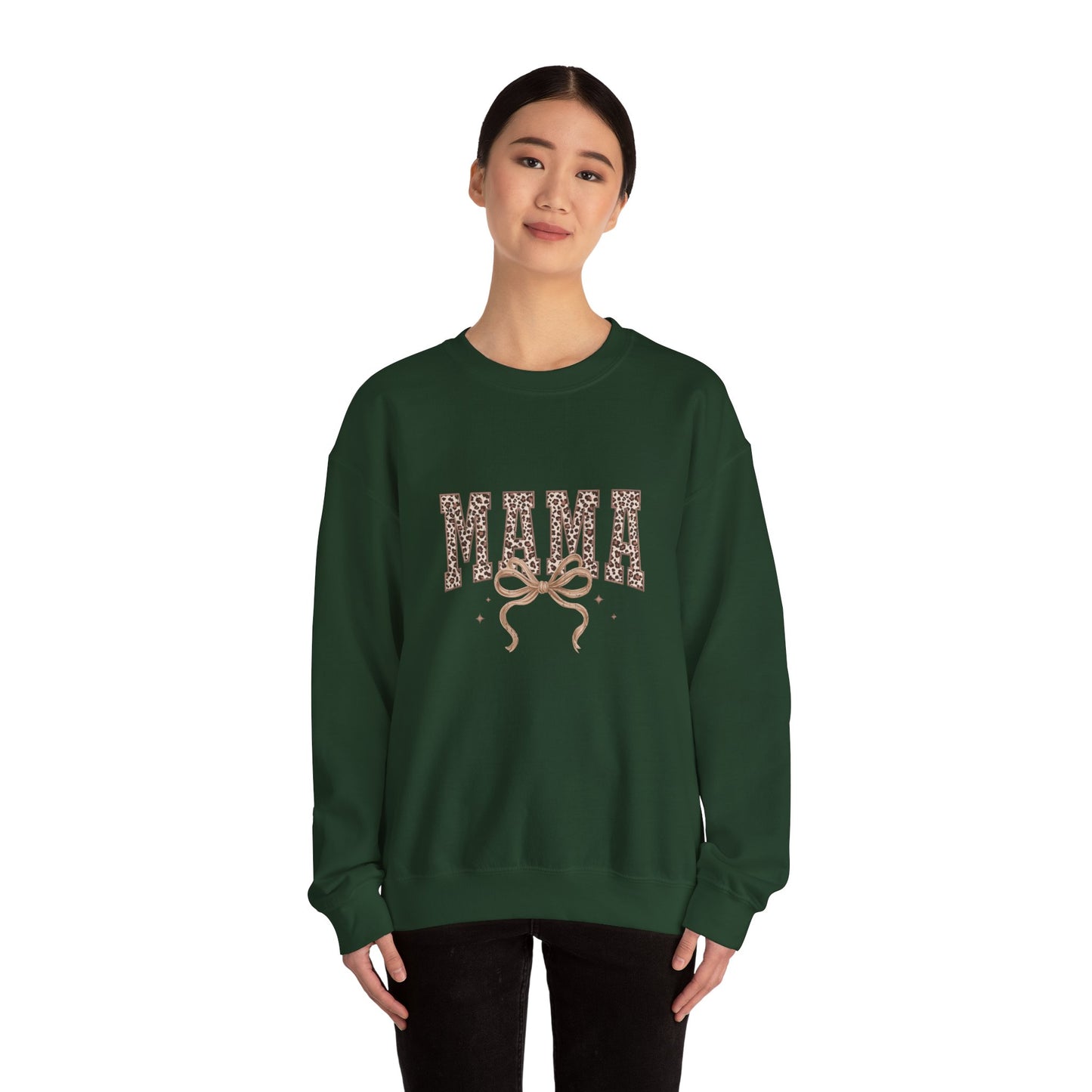 Mama Leopard Ribbon Crewneck Sweatshirt