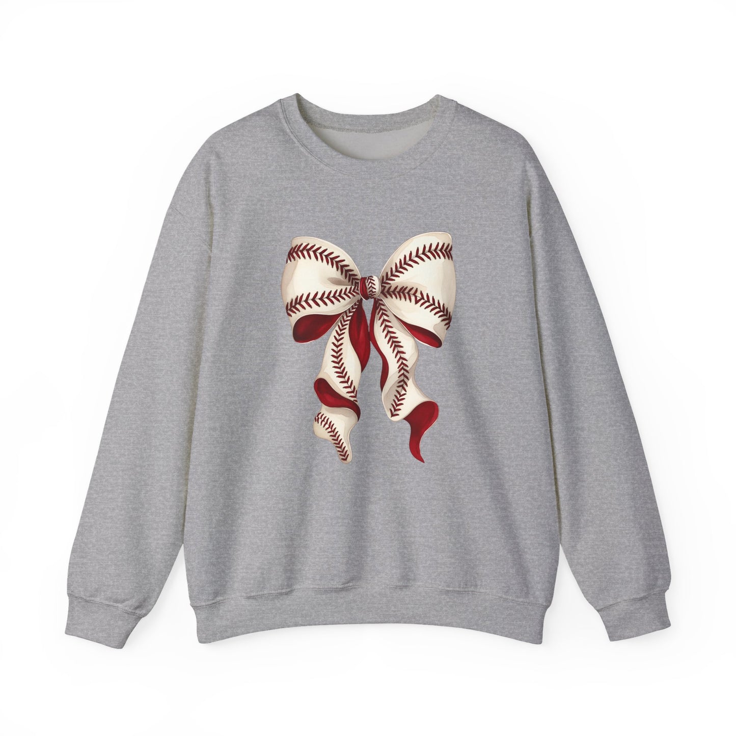 Baseball Stitch Bow Sweatshirt — Cute Sports Ribbon Crewneck