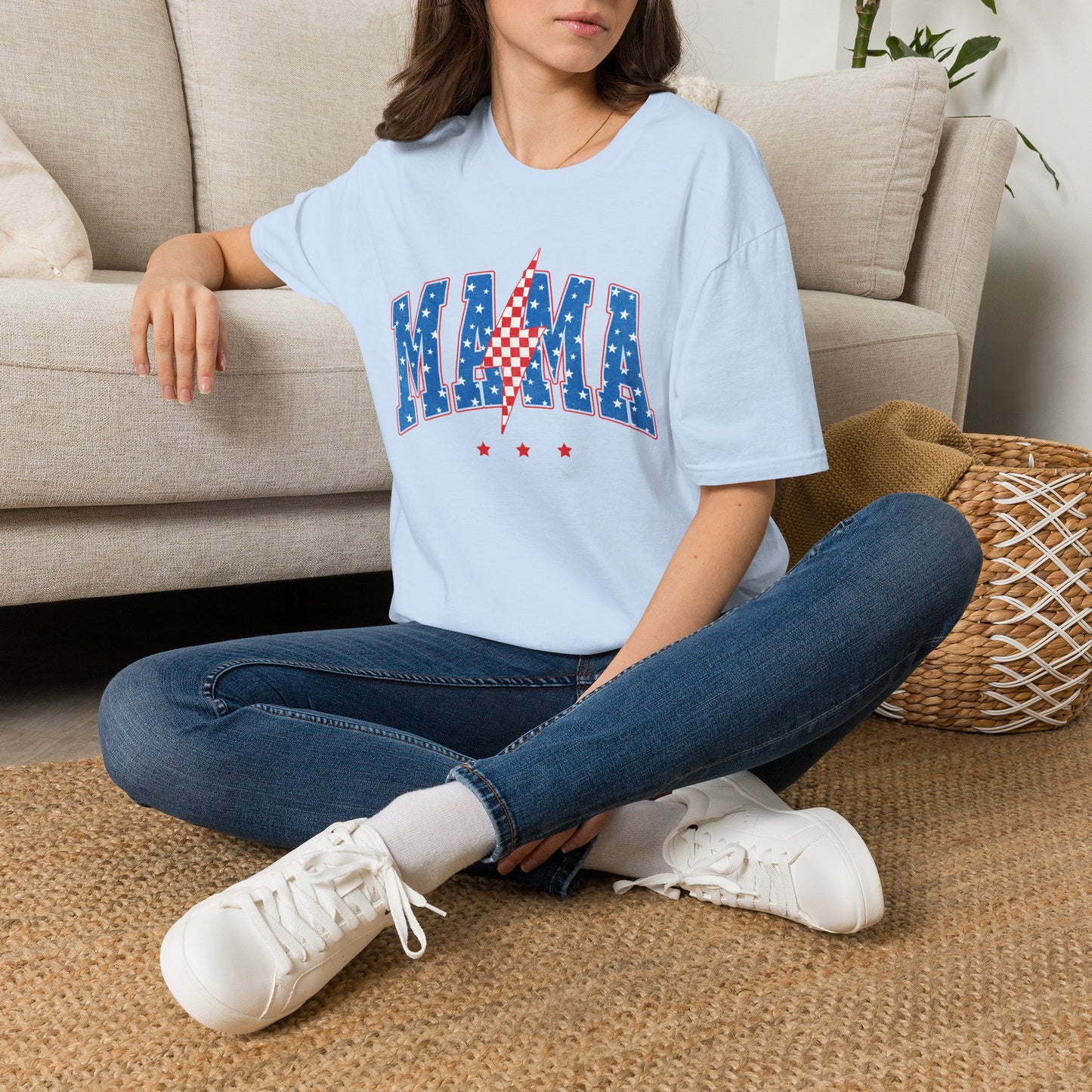 Mama Graphic Tee — Americana Lightning Bolt Stars & Stripes