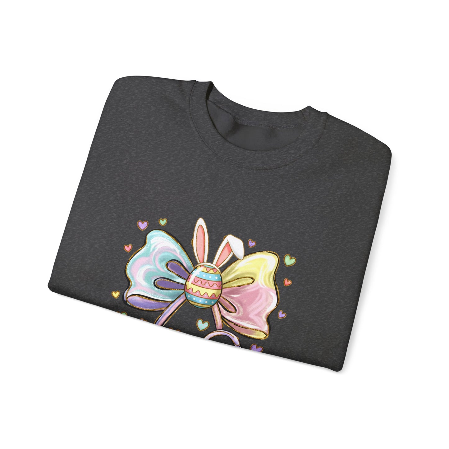 Easter Pastel Bow Crewneck Sweatshirt — Cute Bunny Egg Ribbon Design