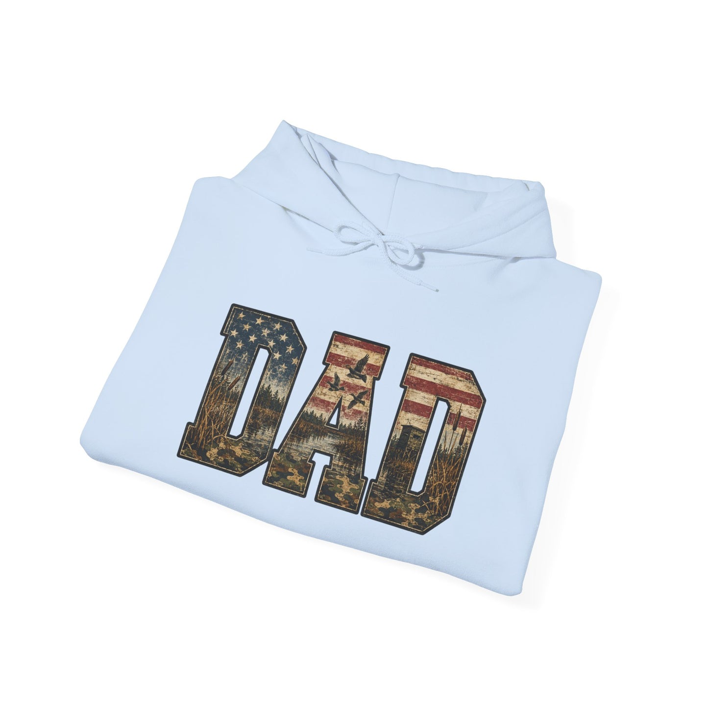 Dad Patriotic Flag Hoodie — American Flag 'DAD' Sweatshirt, Fathers Day Gift