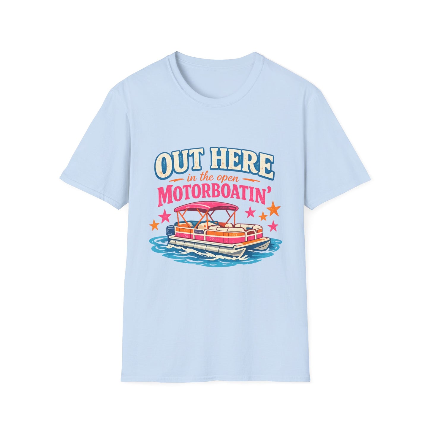 Motorboatin' T-Shirt — "Out Here in the Open" Retro Boat Graphic