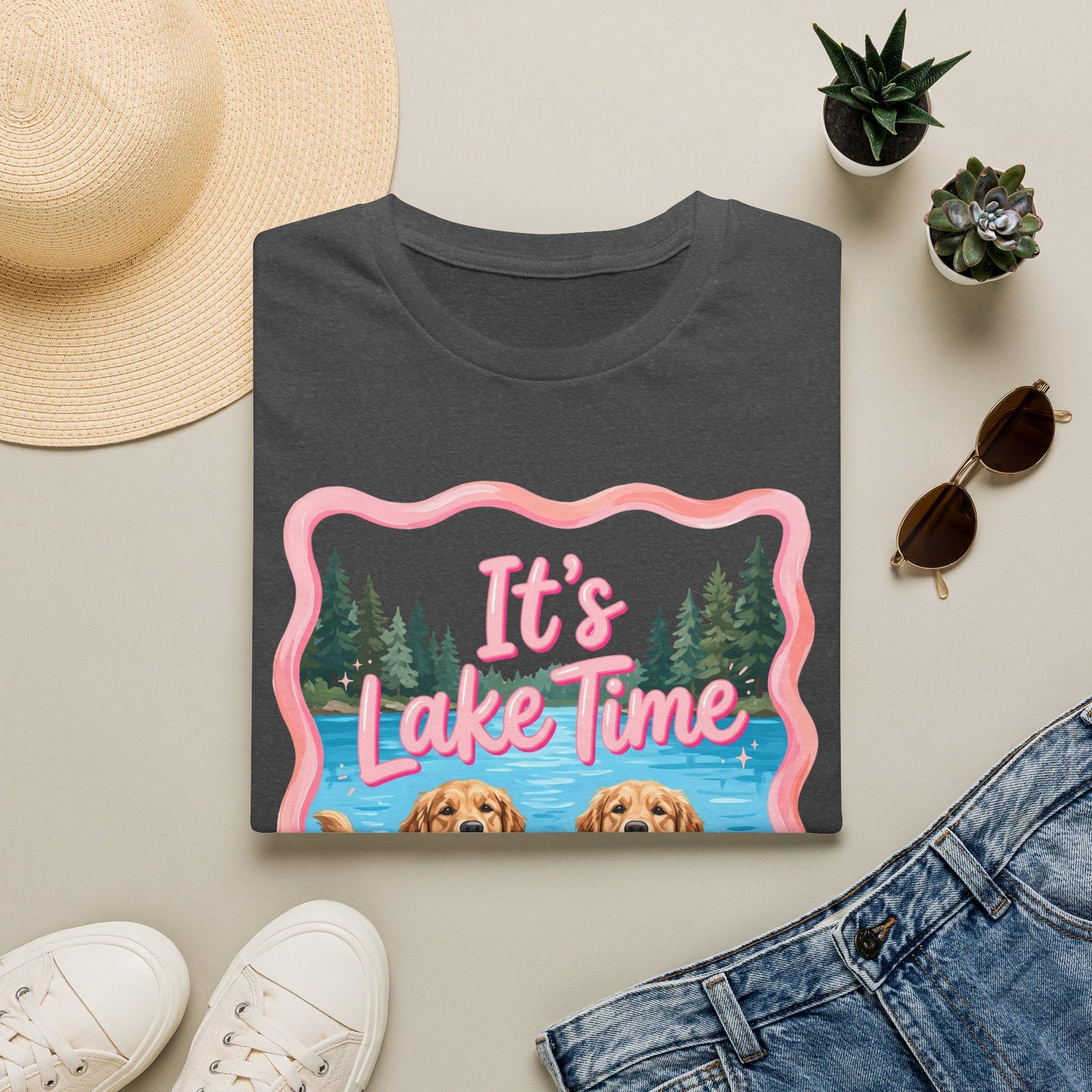 It's Lake Time T-Shirt — Cute Golden Retriever Lake Vibes Tee