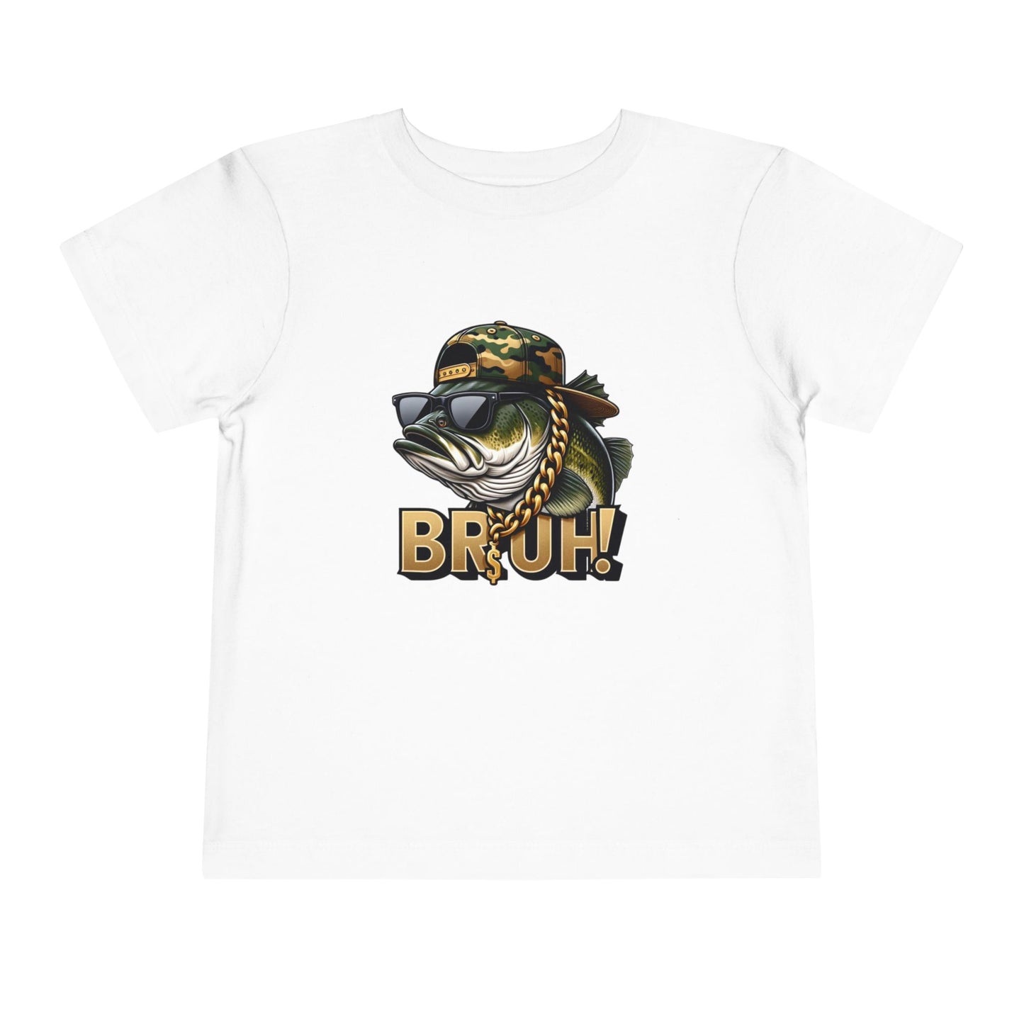 Bruh Fish Toddler Tee - Cool Camo Bass Graphic Shirt