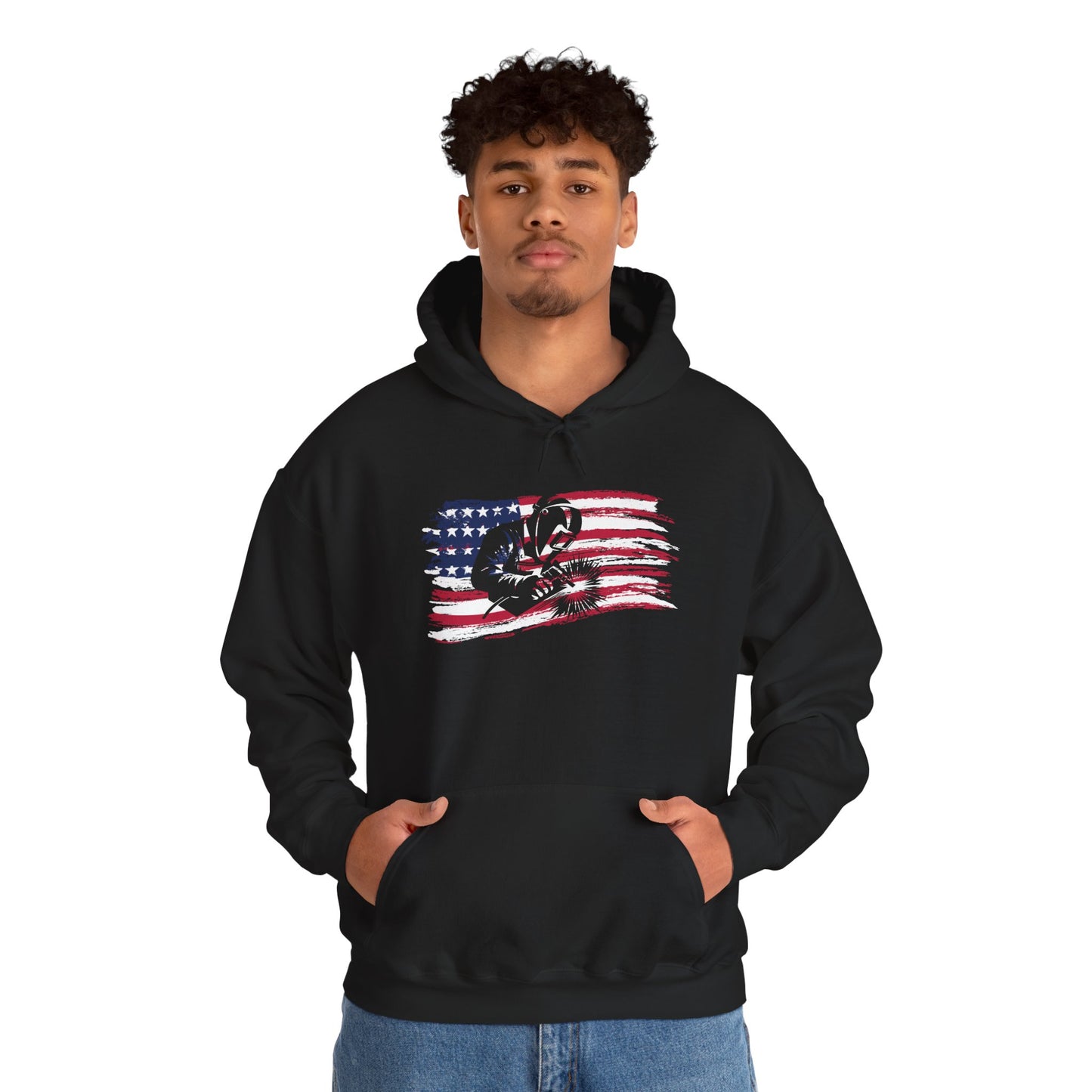 American Flag Paw Print Hoodie — Patriotic Dog Lover Sweatshirt