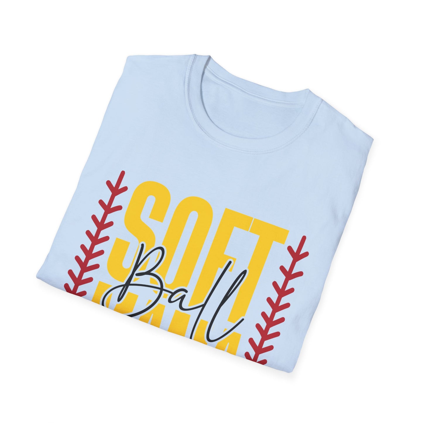 Softball Mama T-Shirt — Vintage Yellow & Red Softball Mom Tee